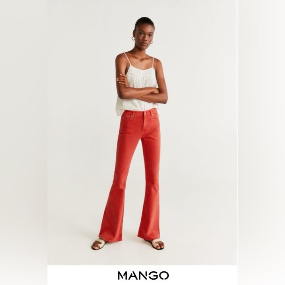 Mango salmon color bell bottom jeans